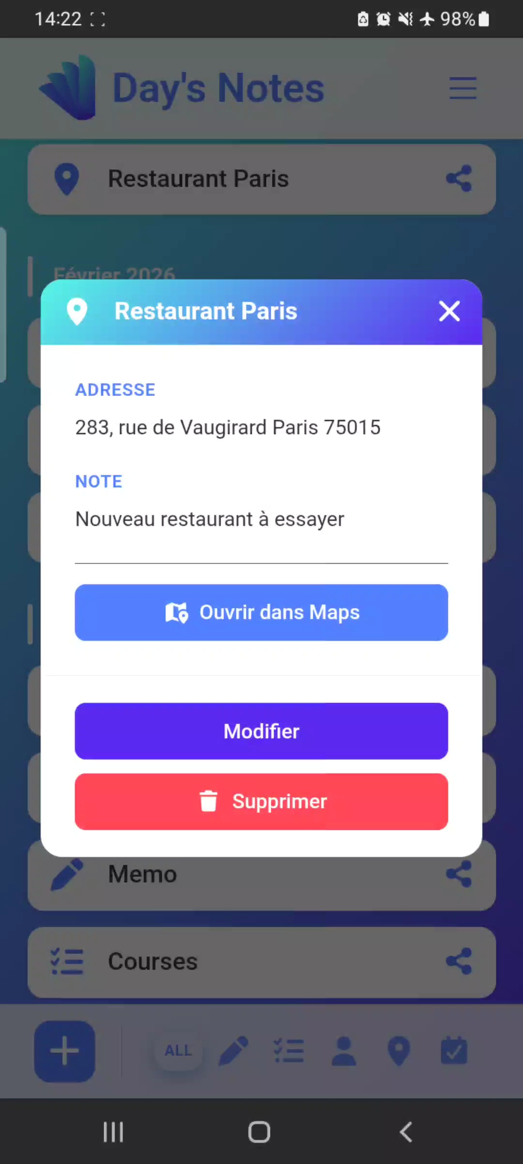 Note lieux